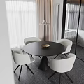 Modern Dining Room Interior With Round Black Table White Chairs And Pendant Light 3d model