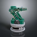 Green Mechanical Arm Weapon System With Rotating Base And Metallic Structure