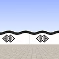 White Feature Wall Design With Black Wavy Top And Symmetric Diamond Patterns 3d model