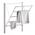 Silver Clothes Drying Rack With Gray Towels Including Large And Small Sizes 3d model