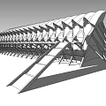 Modern Large Architectural Structure With Unique Geometric Roof And Metal Framework Design 3d model