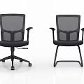 Two Black Office Chairs With Mesh Back Armrests Different Bases Wheels And Fixed Frame 3d model