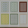 Colorful Curtain Samples With Various Patterns Different Colors And Decorative Borders 3d model