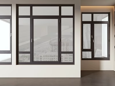 Modern Casement Windows With Slim Black Frame And Clear Glass For Home Interior 3d model