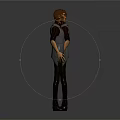 3D Character Model Design With Front Back View Curly Hair Vest Pants And Casual Outfit