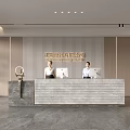 Company Front Desk Background Wall Reception Area Bar Desk Reception Desk Lobby Simple Lobby 3d model