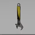 Adjustable Wrench Hardware Tool With Yellow Handle And Silver Metal Body 3d model