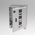 Industrial Electrical Metal Control Cabinet With Open Door And Red Buttons
