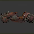 Vintage Red Orange Motorcycle With Skeleton Design And Worn Rustic Details 3d model