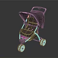 Elegant Purple Baby Stroller With Canopy And White Accent Wheels