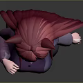 Game Movie Character with Red Cat Ears Long Red Hair Purple Dress and Black Stockings