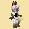 Cute Gray Cat Ears Game and Movie Character in Black White Outfit