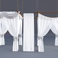 Elegant White Curtains With Different Styles Hanging On Bamboo Rods For Home Decoration