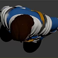 Blue And Orange Character Uniform With White Accents Badge And Sunglasses