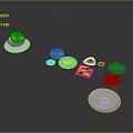 Colorful Assorted Food Items With Hamburger Fried Egg Cookies And Round Plates