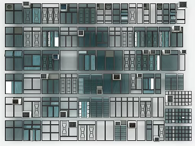 Modern windows 3d model