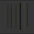 Hanging Metallic Chains In Various Colors And Styles On Grey Background 3d model