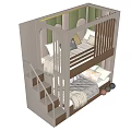 Modern Bunk Bed Design With Staircase Mattresses Pillows And Decorative Balls