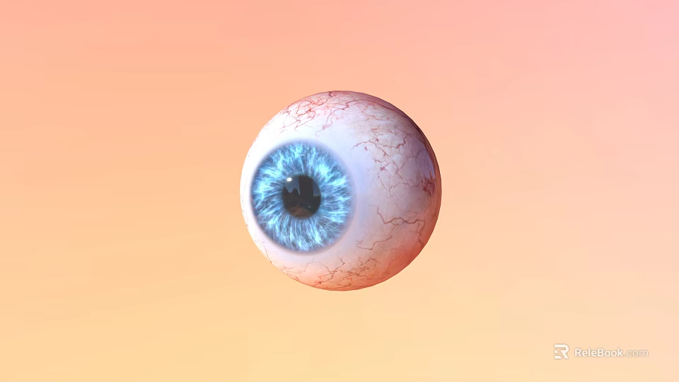 Man with Blue Eyeball and Pupil on Orange Yellow Gradient Background 3d model 