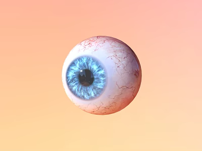 Man with Blue Eyeball and Pupil on Orange Yellow Gradient Background 3d model