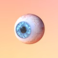 Man with Blue Eyeball and Pupil on Orange Yellow Gradient Background 3d model