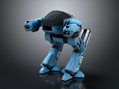 Blue Mechanical Robot With Four Legs And Black Head In Sci Fi Design 3d model