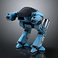 Blue Mechanical Robot With Four Legs And Black Head In Sci Fi Design 3d model