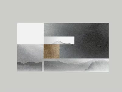 Abstract Geometric Wall Art With Gray Tones Gold Accent And Mountain Silhouettes 3d model
