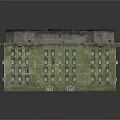 Scenic Landscape With Ancient Fortress Round Towers Green Walls Dark Roof And Windows