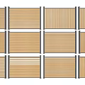 Various Wooden Fence Designs With Slat Patterns And Black Frames 3d model