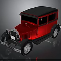Vintage Red Car With Black Roof Classic Body Design On Reflective Surface