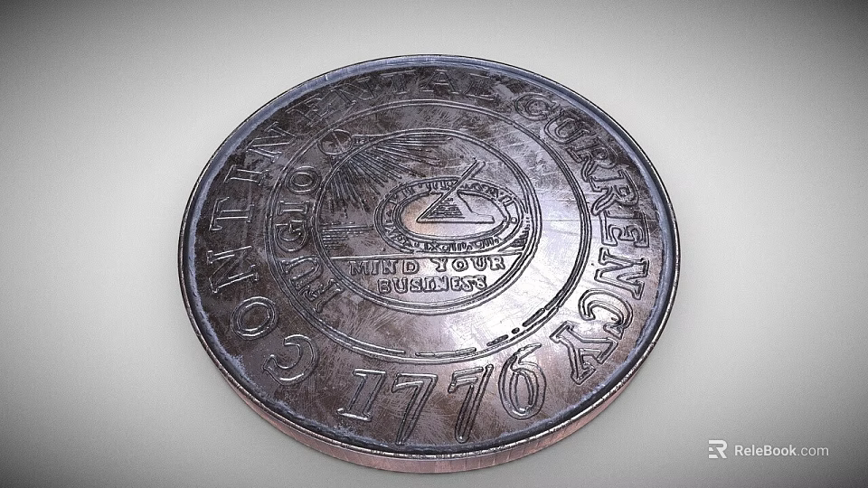 Vintage 1776 Continental Currency Coin Inspired Jewelry Pendant With Success Motif Design 3d model 