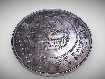 Vintage 1776 Continental Currency Coin Inspired Jewelry Pendant With Success Motif Design 3d model