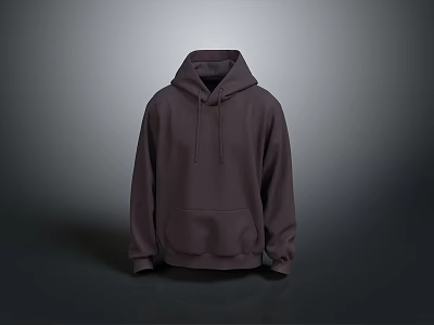 Comfortable Dark Purple Hooded Sweatshirt With Simple Design For Daily Casual Wear 3d model