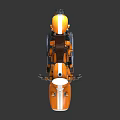 Orange And White Vintage Motorcycle With Brown Leather Seat And Mechanical Details