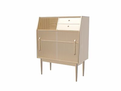 Modern Light Wood Entryway Console Cabinet With Two Drawers Two Doors And Sleek Legs 3d model