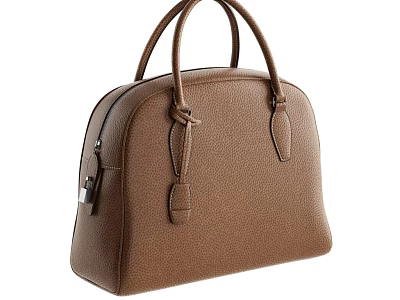 Classic Brown Leather Handbag With Structured Design And Top Handles For Daily Use 3d model