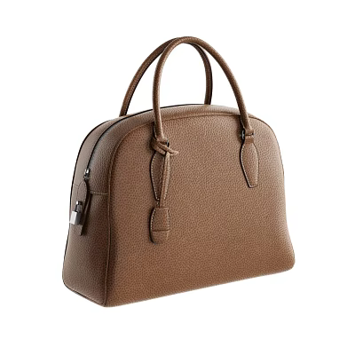 Classic Brown Leather Handbag With Structured Design And Top Handles For Daily Use 3d model