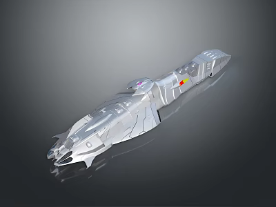 Advanced Futuristic Sci Fi Spaceship Featuring Silver Metallic Sleek Aerodynamic Glossy Surface 3d model
