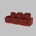 Three Red Leather Recliner Chairs in a Row with Armrests and Cup Holders