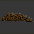 Stacked Natural Wooden Logs with Rustic Brown and Gray Surface Texture