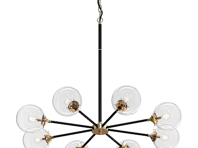 Contemporary Modern Black Metal Chandelier With Glass Globes And Gold Accents 3d model