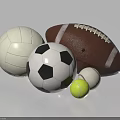 Assorted Sports Equipment Featuring Different Balls Including Football Volleyball Tennis And Rugby