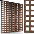 Modern Room Divider Design With Wooden Grid Pattern And Square Panels 3d model