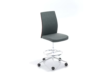 Gray Upholstered Office Chair With Silver Metal Base And Five Casters Adjustable Height 3d model