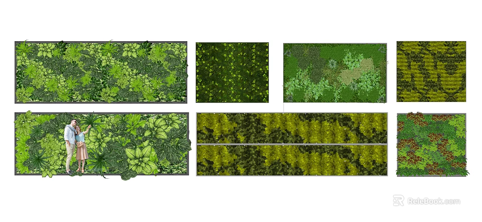 Living Plant Wall With Diverse Green Foliage And Varied Textures Design 3d model 