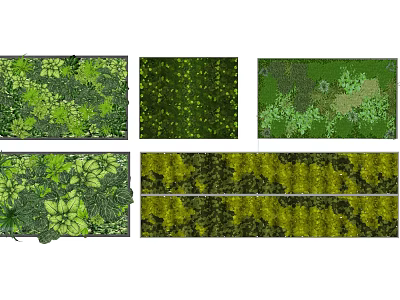 Living Plant Wall With Diverse Green Foliage And Varied Textures Design 3d model