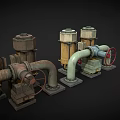 Vintage Industrial Mechanical Equipment With Pipes Valves And Motor Components