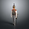 Game Movie Character In Military Style Outfit With Helmet Red Trim Vest And Holding Sword