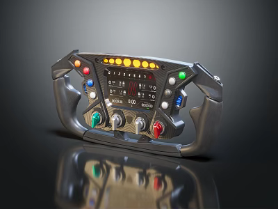 Modern Control Handle Panel With Multiple Colored Buttons And LED Indicator Lights 3d model